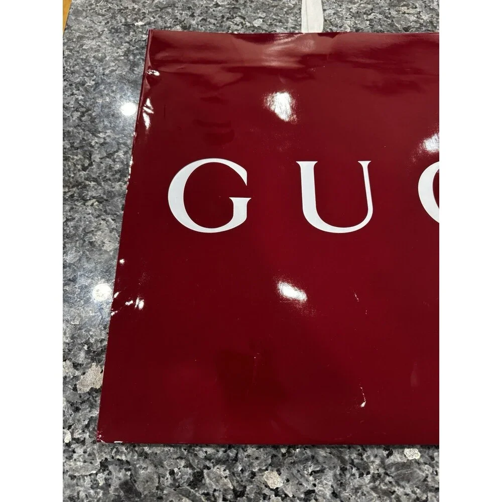 Gucci Shopping Gift Bag Only Red Burgundy Receipt Holder 23